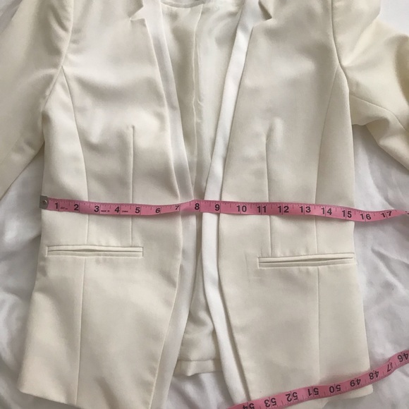 💥Forever 21 Open-Front No-Collar Blazer S White - Picture 6 of 8